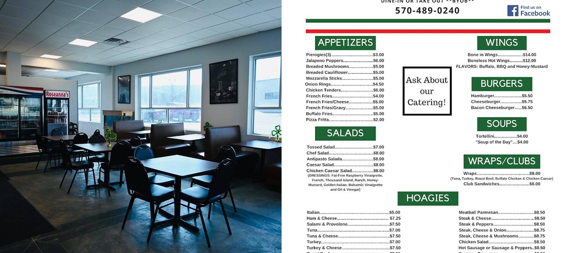 Roseanna's Pizza & Pasta House Menu