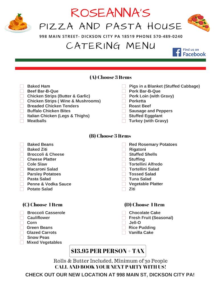 Roseanna's Pizza & Pasta House Menu image 3
